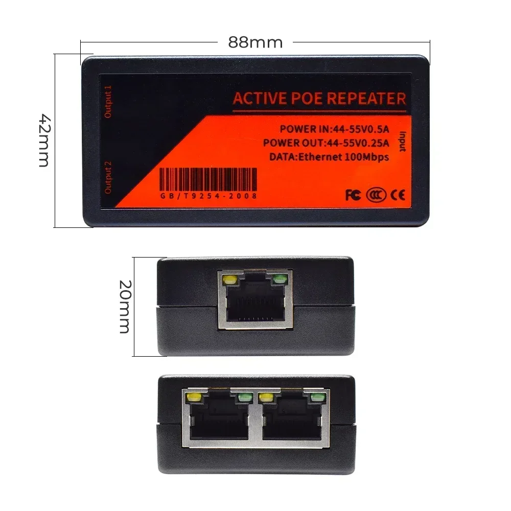 1 to 2 Ports PoE Extender 100M - Power Over Ethernet 评论和价格